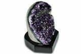 Deep Purple Amethyst Geode With Wood Base - Uruguay #342846-2